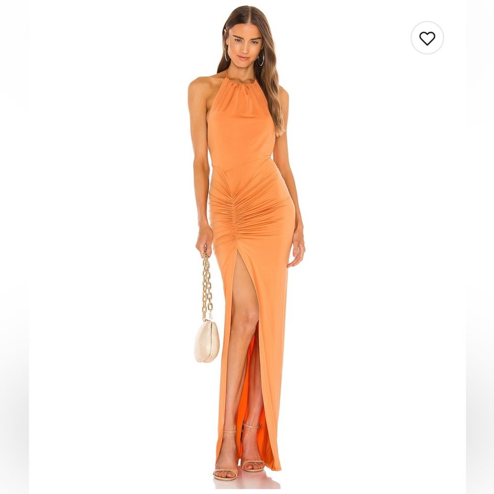 Michael Costello Orange Backless Dress
